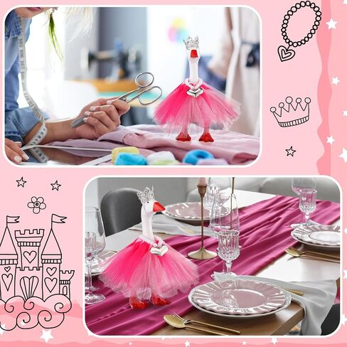 7 Inch Mini Desk Goose Outfits with Crystal Rhinestone Tiara Crown Necklace Tutu Dress Magnetic Goose Key Holder Princess Customs for Magnetic Duck Statue Desk Key Holder Decor(Pink) in Saudi Arabia