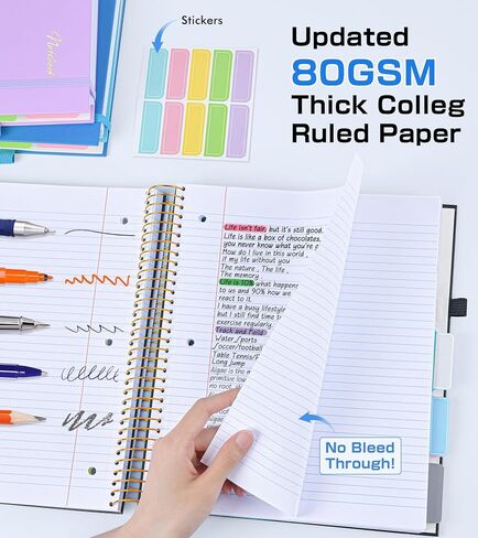 5 محكم الكلية بالموضوع ، تم تحكم الكلية ، 80gsm ، دفتر غلاف لوردي ، دفتر دفتر دفتر ، مجلة مبطنة مع علامات تبويب قابلة للإزالة ، 400 صفحة 8.5 "x11" دفاتر كبيرة للأعمال المدرسية ، اللكم 3 حفرة ، أسود ، أسود in Kuwait