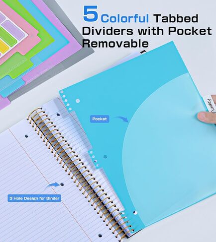 5 محكم الكلية بالموضوع ، تم تحكم الكلية ، 80gsm ، دفتر غلاف لوردي ، دفتر دفتر دفتر ، مجلة مبطنة مع علامات تبويب قابلة للإزالة ، 400 صفحة 8.5 "x11" دفاتر كبيرة للأعمال المدرسية ، اللكم 3 حفرة ، أسود ، أسود in Kuwait