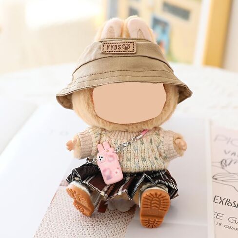Clothes for Labubu Doll,Clothes for Dolls Accessories,Crocheta Sweater and Pleated Skirt 5 Pieces Set Doll Clothes Compatible with Labubu 15cm&17cm Doll,Doll Clothing Set Replacement (Pink) in Saudi Arabia