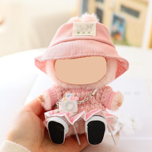 Clothes for Labubu Doll,Clothes for Dolls Accessories,Crocheta Sweater and Pleated Skirt 5 Pieces Set Doll Clothes Compatible with Labubu 15cm&17cm Doll,Doll Clothing Set Replacement (Pink) in Saudi Arabia