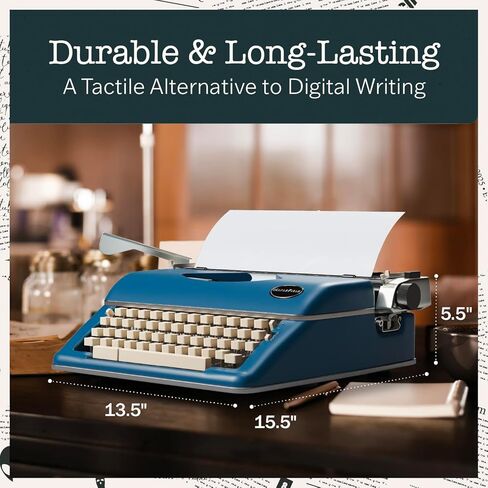 آلة كاتبة Maplefield Vintage - آلة كاتبة عتيقة - ديكور طاولة لطيف للمنزل أو المكتب - إعداد سهل - يناسب أوراق ورقية قياسية مقاس 8 × 11 بوصة (كريمي) in Saudi Arabia