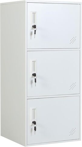 3 Door Metal Vertical Storage Locker for School, Office, Home,Gym,Stackable Steel Storage Cabinet with Lock,Anti-Falling Device. (3 Door, White) in Saudi Arabia