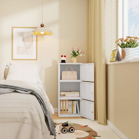 3 Door Metal Vertical Storage Locker for School, Office, Home,Gym,Stackable Steel Storage Cabinet with Lock,Anti-Falling Device. (3 Door, White) in Saudi Arabia