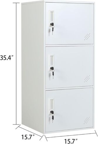 3 Door Metal Vertical Storage Locker for School, Office, Home,Gym,Stackable Steel Storage Cabinet with Lock,Anti-Falling Device. (3 Door, White) in Saudi Arabia