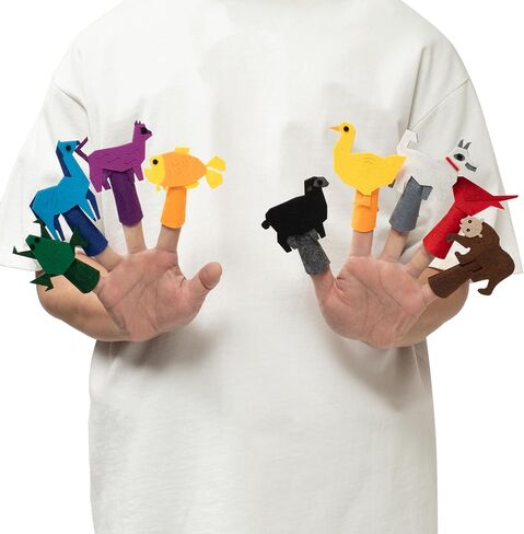 Felt Color Brown Bear Finger Puppets, 9pcs Feeling Sorting Red Bird, Yellow Duck, Green Frog, White Dog, Goldfish, Purple Cat, Blue Horse, Black Sheep Finger Puppets for Kids Classroom Activities in Saudi Arabia