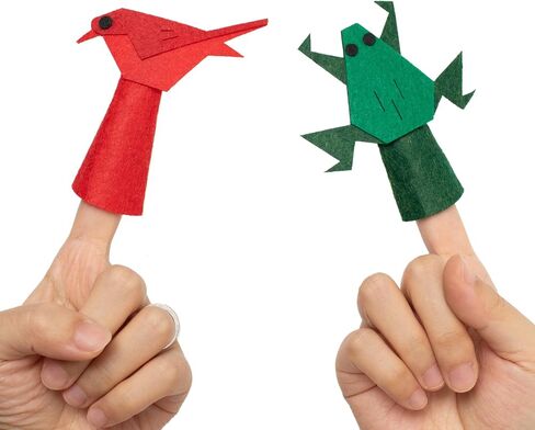 Felt Color Brown Bear Finger Puppets, 9pcs Feeling Sorting Red Bird, Yellow Duck, Green Frog, White Dog, Goldfish, Purple Cat, Blue Horse, Black Sheep Finger Puppets for Kids Classroom Activities in Saudi Arabia