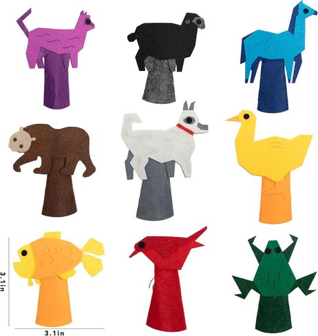 Felt Color Brown Bear Finger Puppets, 9pcs Feeling Sorting Red Bird, Yellow Duck, Green Frog, White Dog, Goldfish, Purple Cat, Blue Horse, Black Sheep Finger Puppets for Kids Classroom Activities in Saudi Arabia