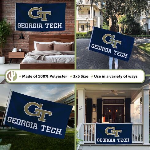 Desert Cactus Georgia Tech Flag Yellow Jackets GT Institute of Technology Flags Banners 100% Polyester Indoor Outdoor 3x5 Flag (Style Y) in Saudi Arabia