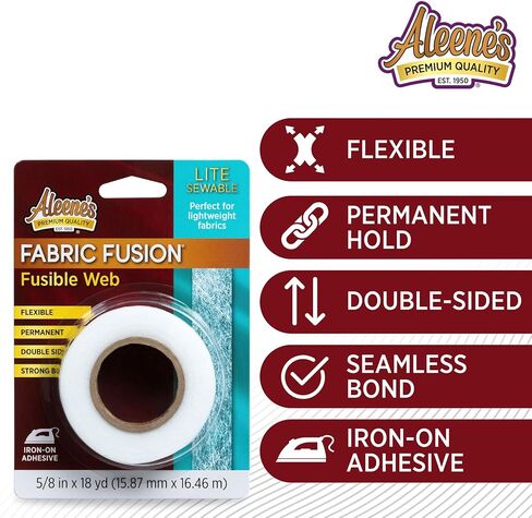 Aleene's Fabric Fusion Fusible Web Black, Iron-on Adhesive & Sewable, Flexible & Permanent, Double-Sided, 5/8 Width, 18 yds in Saudi Arabia