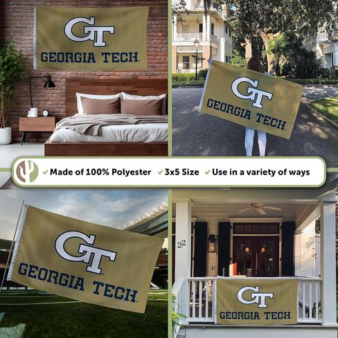Desert Cactus Georgia Tech Flag Yellow Jackets GT Institute of Technology Flags Banners 100% Polyester Indoor Outdoor 3x5 Flag (Style Y) in Saudi Arabia