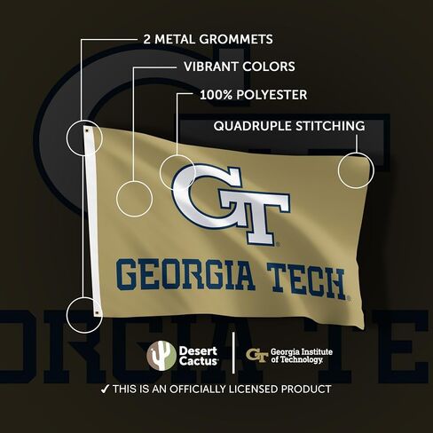 Desert Cactus Georgia Tech Flag Yellow Jackets GT Institute of Technology Flags Banners 100% Polyester Indoor Outdoor 3x5 Flag (Style Y) in Saudi Arabia