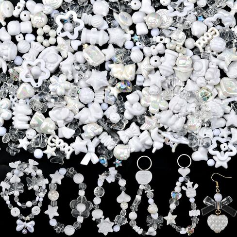 ABONDEVER 245-300Pcs Assorted Acrylic Beads for Bracelets Making Cute Star Bow Flower Candy Heart Gummy Bear Butterfly Beads for DIY Jewelry Crafts Keychain Necklace Phone Charms(Red) in Kuwait