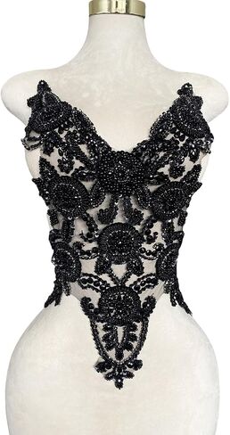 Pure Handmade Bodice lace Rhinestones Applique Sewing Stones Beads Crystal Trimming Patches Accessories for Girl Weding Dress Decorations 12.5X21inches (Violet) in Kuwait
