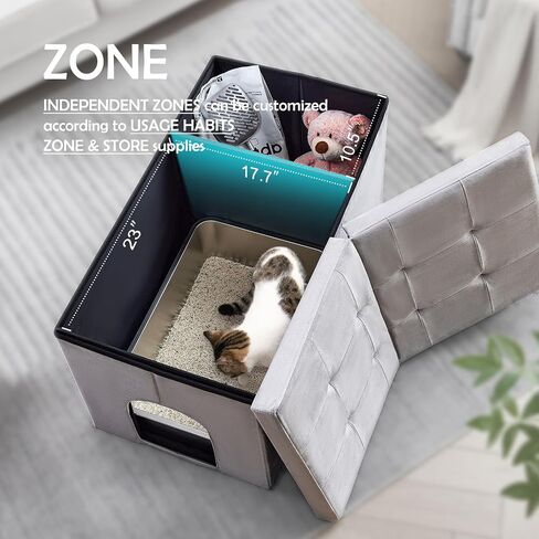 MEEXPAWS Cat Litter Box Enclosure Furniture Hidden Extra Large, Lift Design Lid Velvet Cat Washroom Bench Storage Cabinet | 35.4x19.7x19.7 in | Dog Proof|Urine Proof Inside|Quick Assembly| Easy Clean in Kuwait