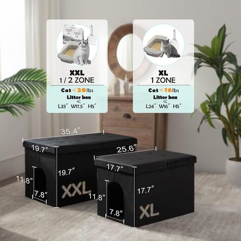 MEEXPAWS Cat Litter Box Enclosure Furniture Hidden Extra Large, Lift Design Lid Velvet Cat Washroom Bench Storage Cabinet | 35.4x19.7x19.7 in | Dog Proof|Urine Proof Inside|Quick Assembly| Easy Clean in Kuwait