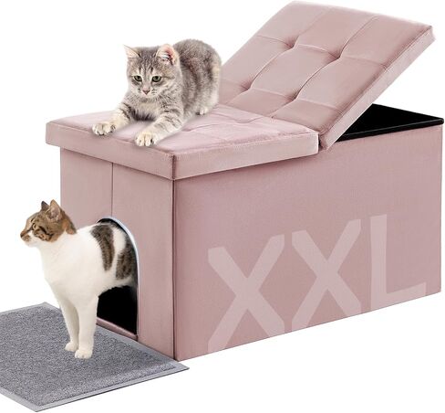 MEEXPAWS Cat Litter Box Enclosure Furniture Hidden Extra Large, Lift Design Lid Velvet Cat Washroom Bench Storage Cabinet | 35.4x19.7x19.7 in | Dog Proof|Urine Proof Inside|Quick Assembly| Easy Clean in Kuwait