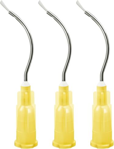 100PCs 19G Yellow Pre Bent Needle Tip with Brush Padded by JEVOLVE | Precision Applicator for Crafts, Painting, Model Building, and Industrial Use | Durable, Flexible, and Easy to Use in Kuwait