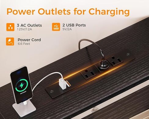 Casaottima 94 بوصة وشخصين مكتب كمبيوتر المكتب المنزلي مع منفذ الطاقة وضوء LED ، أدراج النسيج وخزانة الملفات ، مكتب الكتابة الطويل مع حامل الشاشة ، أرفف التخزين ، طاولة الدراسة/العمل ، الأسود in Kuwait