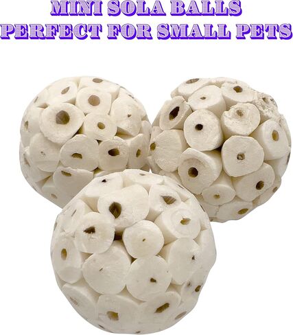 5124 MINI SOLA BALLS PK18 - SOLA SOLA SOLA WOOD BIRD TOYS ، كرات قابلة للمضغ صغيرة الحجم ، والوزن الخفيف ، والمنقار والقدمين ، لذيذ لطيور الحيوانات الأليفة الصغيرة الحجم in Kuwait