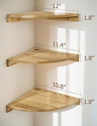 Corner Shelves Wall Mount, Farmhouse Rustic Corner Floating Shelf with Cord Hole, Wooden Storage Organizer Corner Wall Shelves for Kitchen Bathroom Living Room Bedroom Laundry, 12x12 Inch in Saudi Arabia