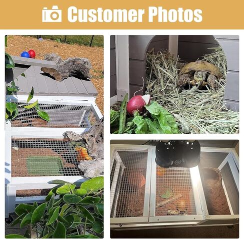 Tortoise Habitat Wooden Tortoise House, Indoor Turtle Enclosure Outdoor Reptile Cage with Removable Bottom, Light Support, Openable Roof (Double Habitat, Leakproof Tray) in Kuwait