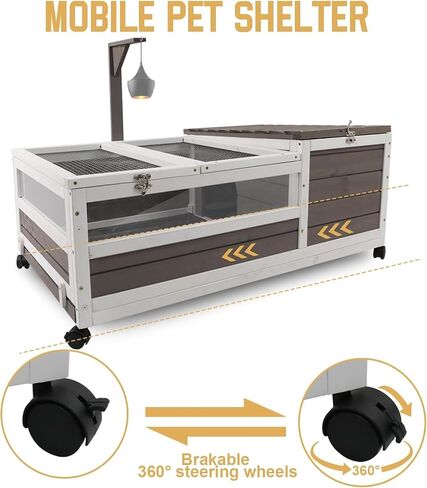 Tortoise Habitat Wooden Tortoise House, Indoor Turtle Enclosure Outdoor Reptile Cage with Removable Bottom, Light Support, Openable Roof (Double Habitat, Leakproof Tray) in Kuwait