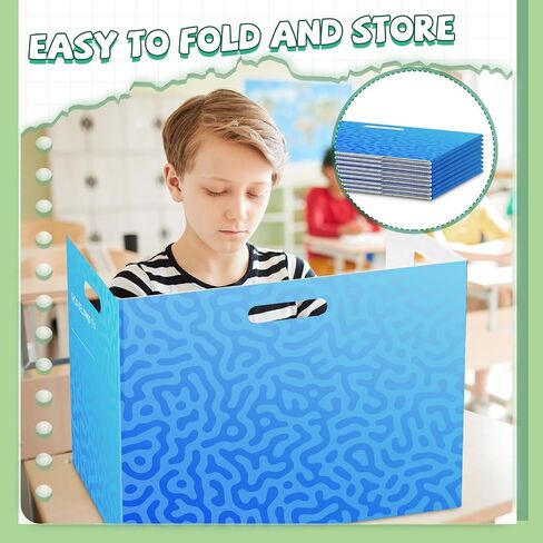 30 Pack Plastic Desk Dividers for Students, Durable Waterproof Testing Dividers Bulk Easy to Clean Trifold Privacy Folder Boards for Classroom School Office Study Supplies (Gradient Swirl) in Saudi Arabia