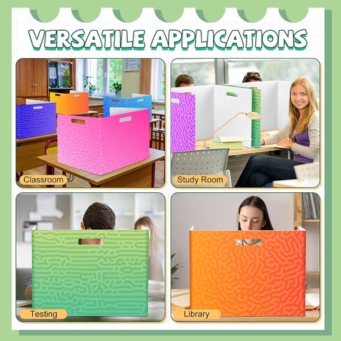 30 Pack Plastic Desk Dividers for Students, Durable Waterproof Testing Dividers Bulk Easy to Clean Trifold Privacy Folder Boards for Classroom School Office Study Supplies (Gradient Swirl) in Saudi Arabia