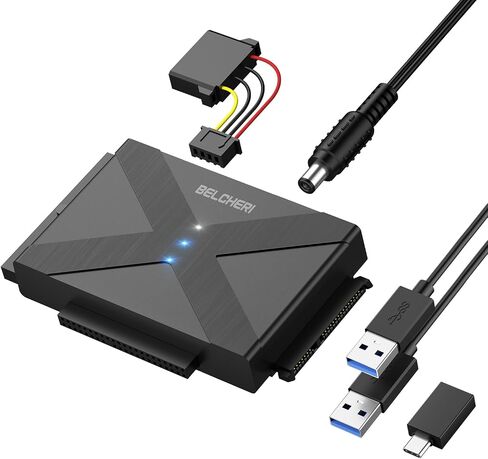 محول USB 3.2 Gen 1 إلى SATA أو IDE، محول محرك الأقراص الصلبة الخارجي لـ 2.5 أو 3.5 بوصة SATA أو IDE HDD SSD، محول IDE وSATA مع محول طاقة 12 فولت ومنفذ من النوع C in Kuwait