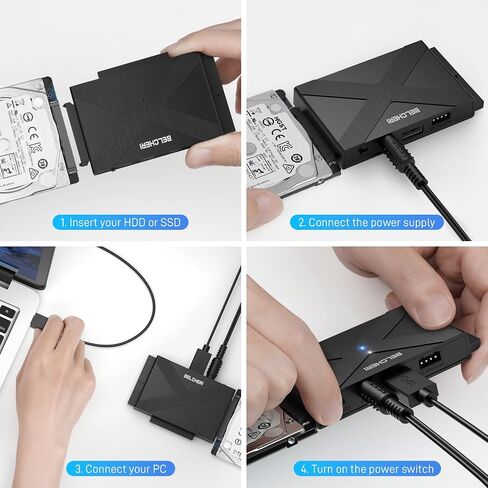 محول USB 3.2 Gen 1 إلى SATA أو IDE، محول محرك الأقراص الصلبة الخارجي لـ 2.5 أو 3.5 بوصة SATA أو IDE HDD SSD، محول IDE وSATA مع محول طاقة 12 فولت ومنفذ من النوع C in Kuwait