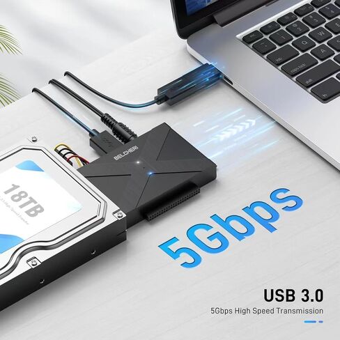 محول USB 3.2 Gen 1 إلى SATA أو IDE، محول محرك الأقراص الصلبة الخارجي لـ 2.5 أو 3.5 بوصة SATA أو IDE HDD SSD، محول IDE وSATA مع محول طاقة 12 فولت ومنفذ من النوع C in Kuwait