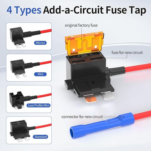 RVBOATPAT Low Profile Mini Micro2 Fuse Taps Automotive Car Add a Circuit Fuse Kit 12V ATO ATC ATM APM Fuse Adapter Jumper Connector -16 Sets in Saudi Arabia