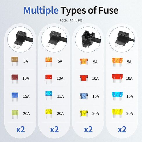 RVBOATPAT Low Profile Mini Micro2 Fuse Taps Automotive Car Add a Circuit Fuse Kit 12V ATO ATC ATM APM Fuse Adapter Jumper Connector -16 Sets in Saudi Arabia