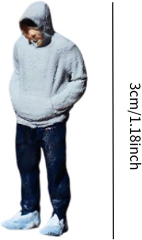 1/64 Scale People Figurine Tiny People Model Craft Collection Diorama Figurines for Miniature Scene Layout Accessories Decor, Gray Sweatshirt Men in Kuwait