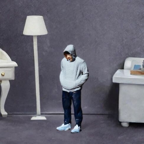 1/64 Scale People Figurine Tiny People Model Craft Collection Diorama Figurines for Miniature Scene Layout Accessories Decor, Gray Sweatshirt Men in Kuwait