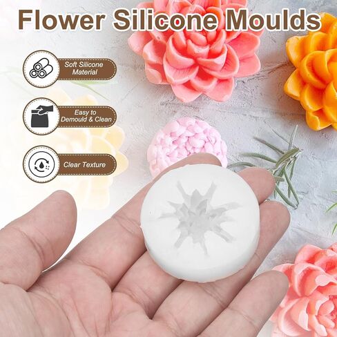 PATIKIL Flower Silicone Moulds, 3D Blooming Floral Chocolate Fondant Mould for DIY Casting Resin Candle Soap Handmade Making Cake Decorating Crafts (White, 4.5x1.2cm) in Kuwait