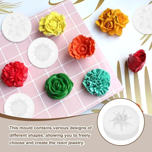 PATIKIL Flower Silicone Moulds, 3D Blooming Floral Chocolate Fondant Mould for DIY Casting Resin Candle Soap Handmade Making Cake Decorating Crafts (White, 4.5x1.2cm) in Kuwait