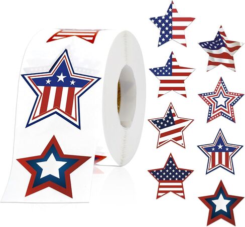 American Flag Star Stickers, 500 PCS 1.5 Inch Self Sealing 4th of July Stickers USA Patriotic Labels Fourth of July Memorial Day Tags for Bottle Envelope Card Gifts Reward US Country Decals Stamps in Saudi Arabia