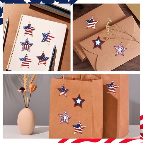 American Flag Star Stickers, 500 PCS 1.5 Inch Self Sealing 4th of July Stickers USA Patriotic Labels Fourth of July Memorial Day Tags for Bottle Envelope Card Gifts Reward US Country Decals Stamps in Saudi Arabia