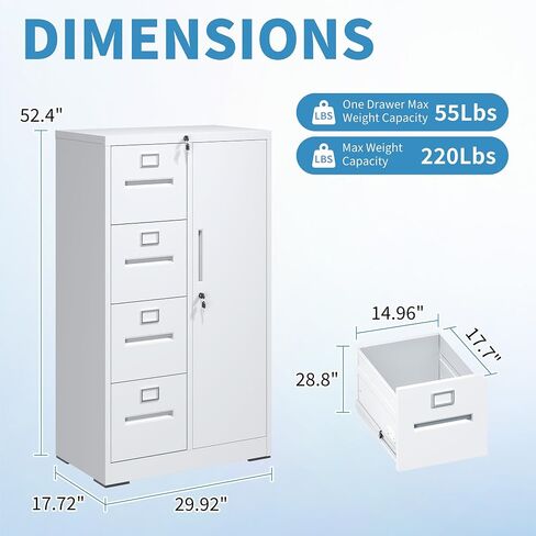 Filing Cabinets with Locks, 4 Drawers Cabinets Storage Units for Home Office, Black File Cabinet for Hanging File Folders Letter/Legal/A4/F4 Size (Easy Assemble) in Saudi Arabia
