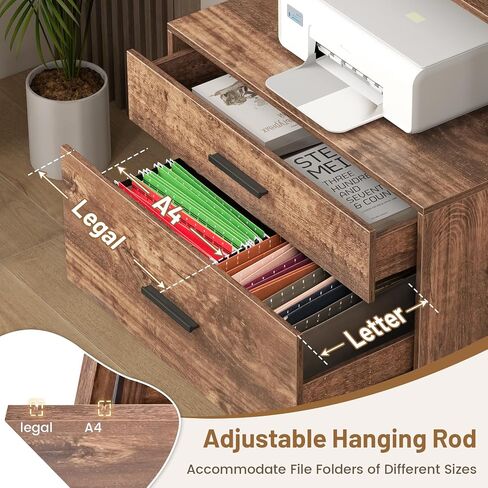 Giantex Tall-Drawer File Cabinet-خزانة الملفات مع محطة الشحن ، ورفوف التخزين ذات 3 مستويات ، ودرج كبير ، ومجلدات ملفات معلقة ، والحجم القانوني للحرف A4 ، ومكتب الطابعة للمكتب المنزلي (رمادي) in Kuwait