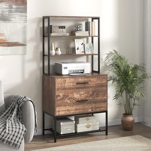 Giantex Tall-Drawer File Cabinet-خزانة الملفات مع محطة الشحن ، ورفوف التخزين ذات 3 مستويات ، ودرج كبير ، ومجلدات ملفات معلقة ، والحجم القانوني للحرف A4 ، ومكتب الطابعة للمكتب المنزلي (رمادي) in Kuwait