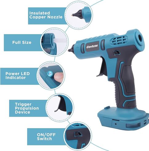 100W Hot Glue Gun, Cordless Glue Gun for Milwaukee 18V Lithium-Ion Battery with 20Pcs 0.43" Glue Sticks and Insulated Copper Nozzle, Hot Glue Gun Kit (Tool Only, Battery NOT Included) in Kuwait