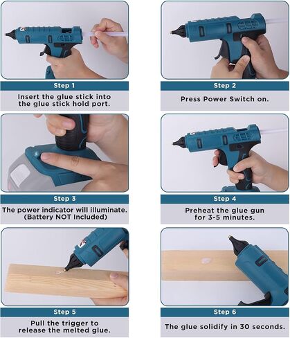 100W Hot Glue Gun, Cordless Glue Gun for Milwaukee 18V Lithium-Ion Battery with 20Pcs 0.43" Glue Sticks and Insulated Copper Nozzle, Hot Glue Gun Kit (Tool Only, Battery NOT Included) in Kuwait