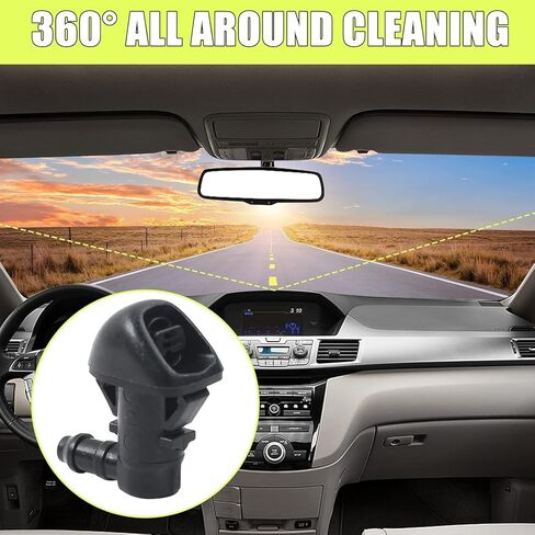 فوهة غسالة الزجاج الأمامي، 76810-TK8-A01 بديلة لـ 2011-2014 Honda Odyssey KA/KC/KL/KX، مجموعة أزواج باللون الأسود in Kuwait