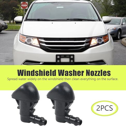 فوهة غسالة الزجاج الأمامي، 76810-TK8-A01 بديلة لـ 2011-2014 Honda Odyssey KA/KC/KL/KX، مجموعة أزواج باللون الأسود in Kuwait