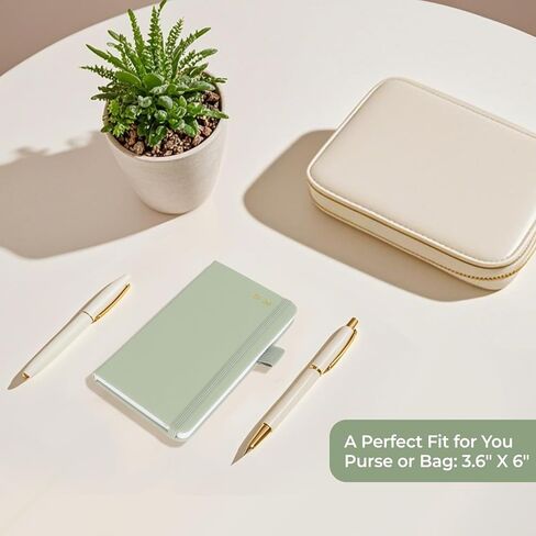 2025-2026 Pocket Weekly Planner for Purse, Small Calendar Book 3.6" x 6", Academic Year Planner with Monthly & Weekly View, Hardcover Agenda with Bookmark & Strap, Undated Note Pages, for Women, Teacher, Work, Sage Green in Saudi Arabia