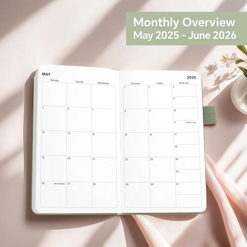 2025-2026 Pocket Weekly Planner for Purse, Small Calendar Book 3.6" x 6", Academic Year Planner with Monthly & Weekly View, Hardcover Agenda with Bookmark & Strap, Undated Note Pages, for Women, Teacher, Work, Sage Green in Saudi Arabia