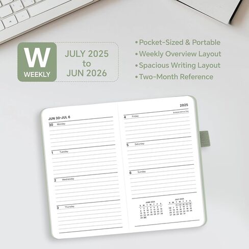 2025-2026 Pocket Weekly Planner للمحفظة ، كتاب تقويم صغير 3.6 "× 6" ، مخطط العام الدراسي مع عرض شهري وأسبوعي ، أجندة غلاف مع مرجعية وحزام ، صفحات ملاحظات غير مؤرخة ، للنساء ، المعلم ، العمل ، Sage Green in Kuwait